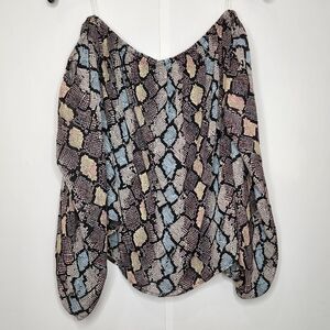 Willow & Root Womans Multi Black Color, Long Sleeve, Shoulderless Blouse, Sz S